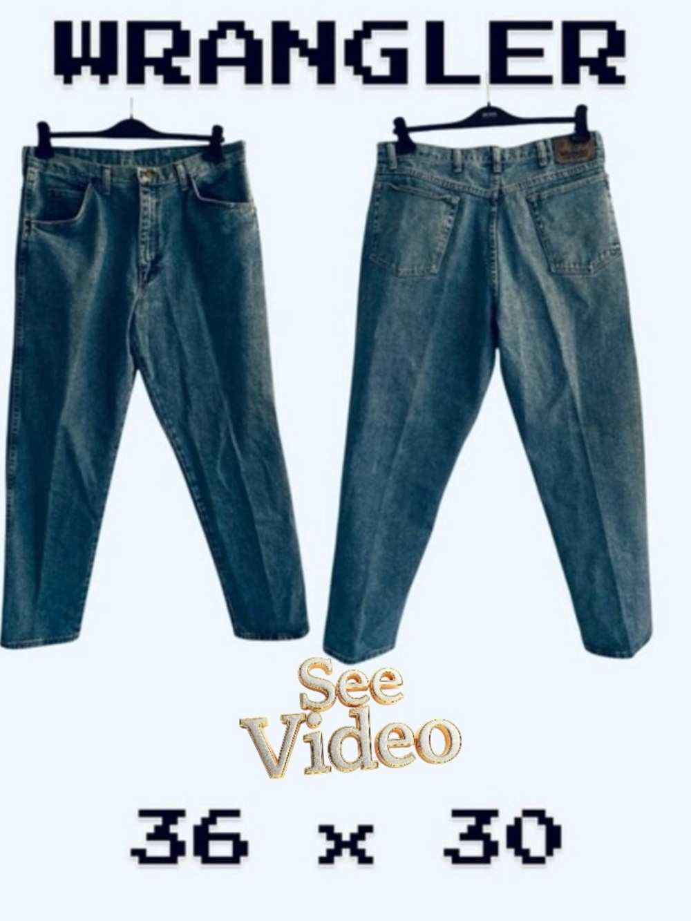 👛 (ANY 2/$30) VIntage WRANGLER 36 x 30 Heavy Cotton Relaxed Tapered Jeans